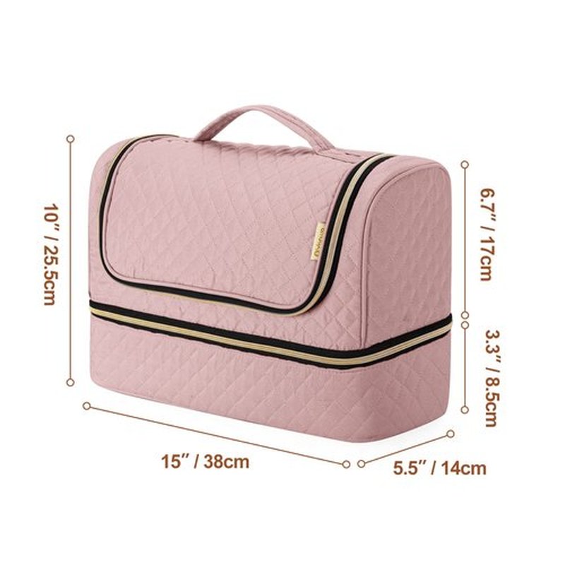 Yarwo Airwrap Storage Bag Compatible for Shark FlexStyle Styling (HD 430/440), Double Layers Portable Travel Case for Shark Flexstyle/Dyson Airwrap and Hair Styler Attachments, Dusty Rose (Bag Only)