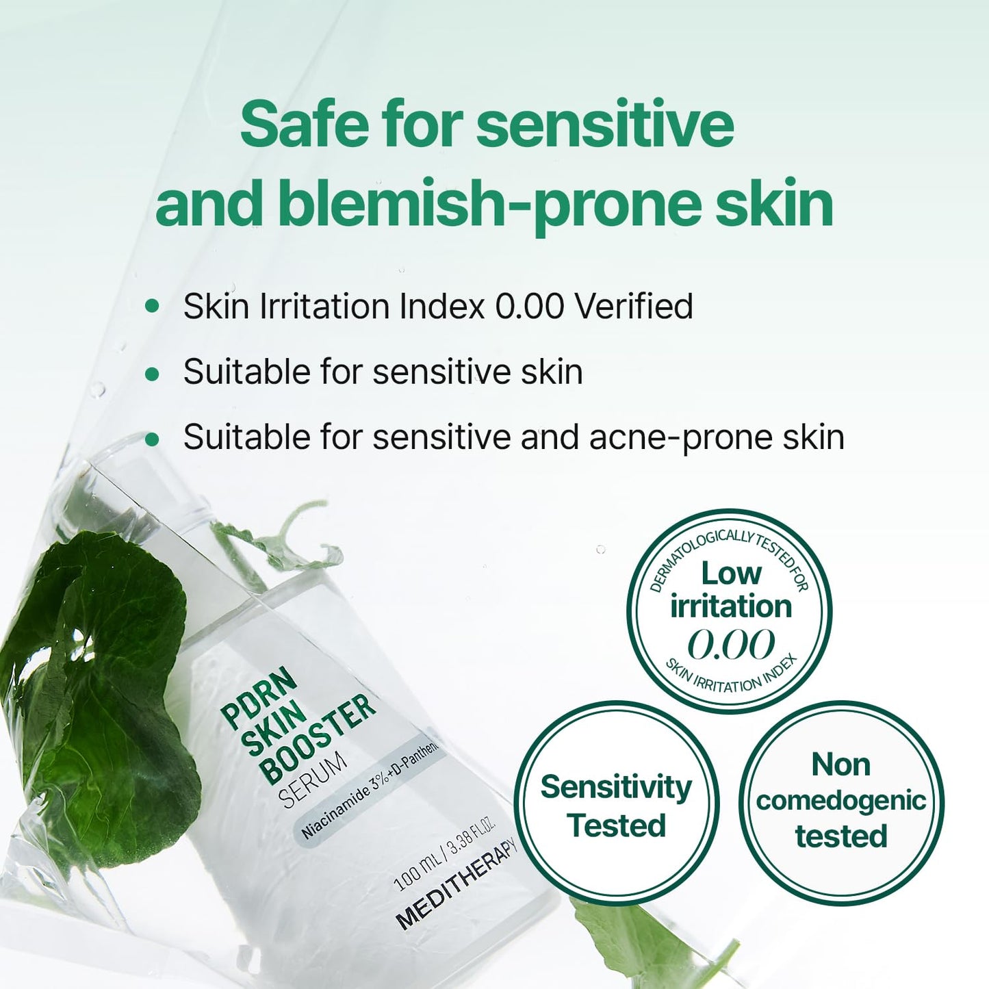 Meditherapy Centella PDRN Skin Booster Serum – Plant-based PDRN & D-Panthenol for Redness Relief and Rejuvenation, Gentle Cica Facial Serum for Sensitive Care, Korean Skin Care, 3.38 fl.oz