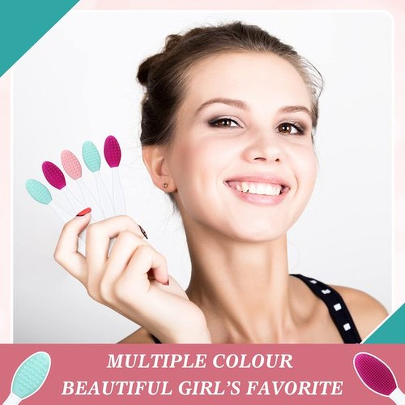 24 Pcs Silicone Exfoliating Lip Brush with Container, Double Sided Silicone Lip Scrubber Soft Cleaning Lip Brush Face Cleaning Applicator for Plump Smoother Lip Appearance (Pink, Green, Purple)