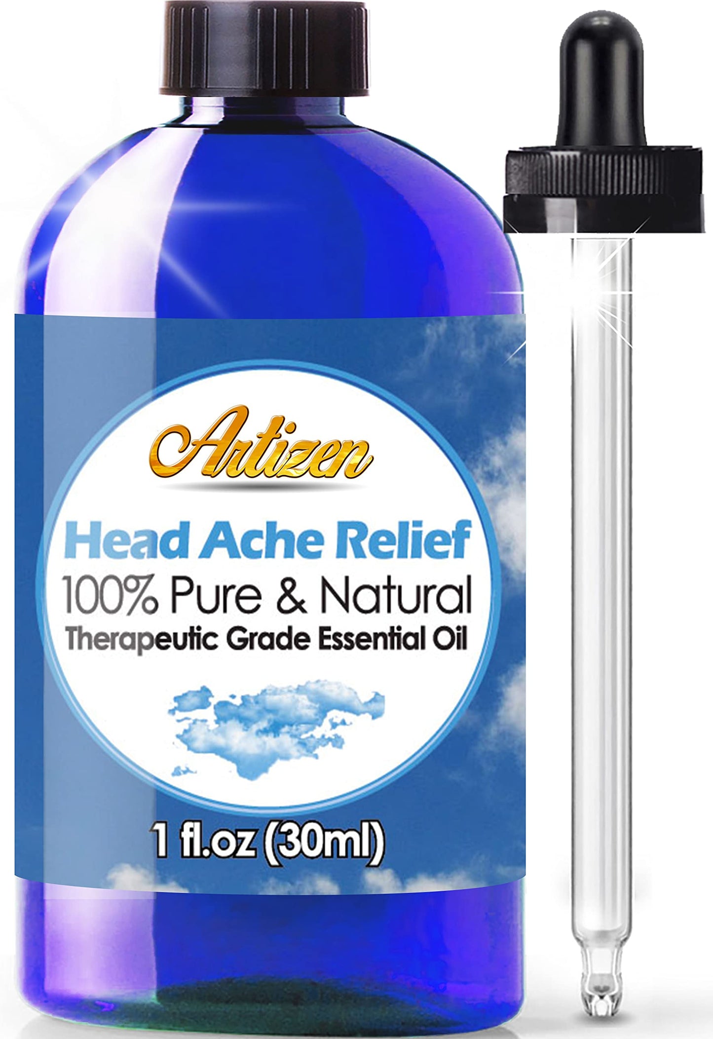 Artizen Head Relief Blend Essential Oil (100% Pure & Natural - Undiluted) Therapeutic Grade - Huge 2oz Bottle for Aromatherapy, Relaxation, Skin Therapy & More - Aromatherapy Oil