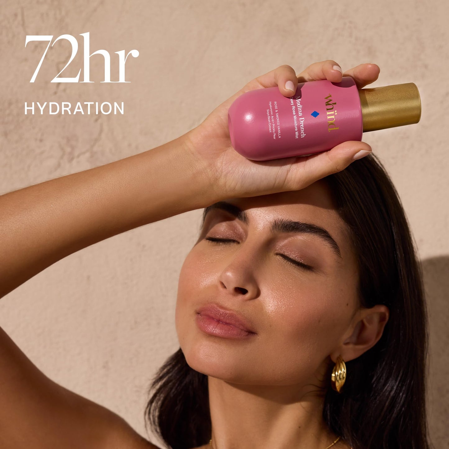 WHIND Medina Drench Dewy Rose Body Mist – Lightweight Hydrating Spray with Hyaluronic Acid, Glycerin & Aloe for 72-Hour Hydration & a Refreshing Rose Floral Scent – 150ml