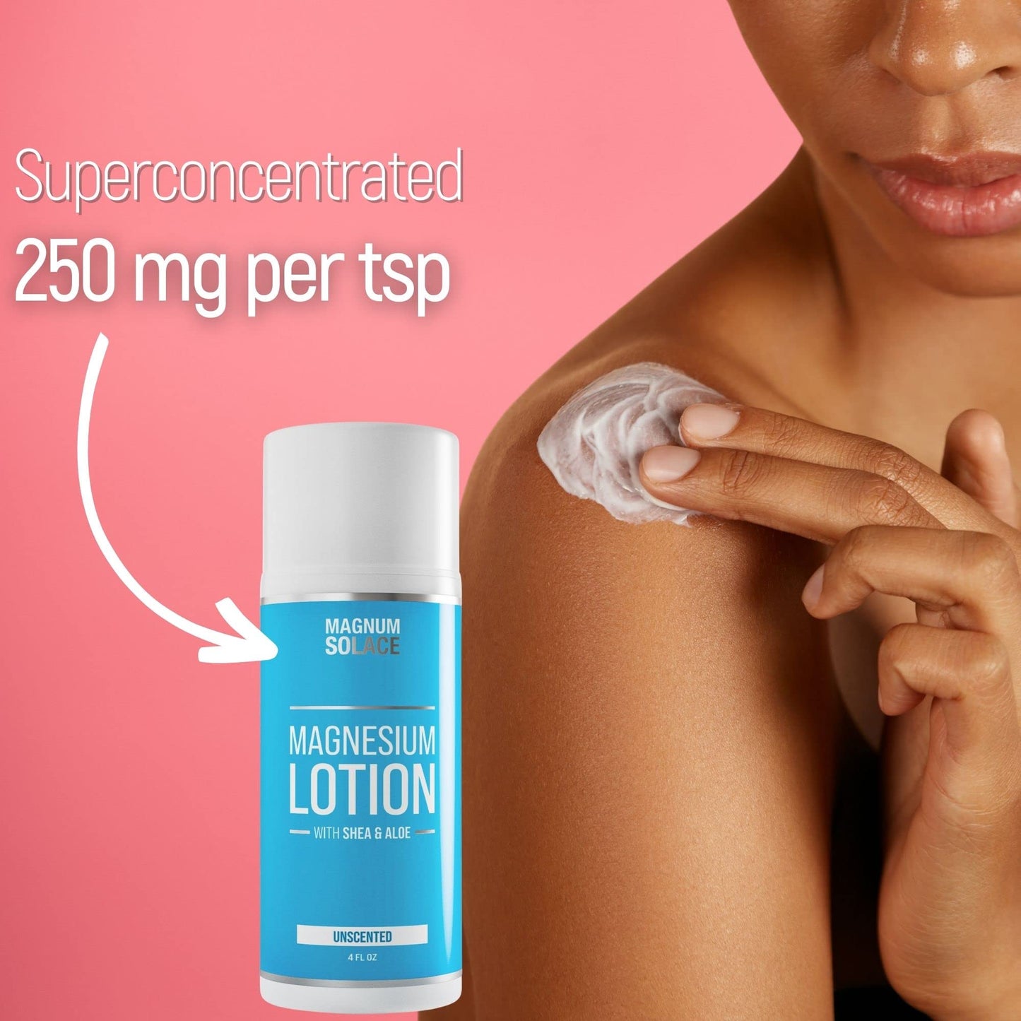 Magnum Solace Magnesium Lotion – Super Concentrated – Made with Aloe and Shea – For Leg Cramps, Sore Muscles & Joints, Rejuvenation – Safe for Kids, Made in the USA (Chamomile & Lavender)