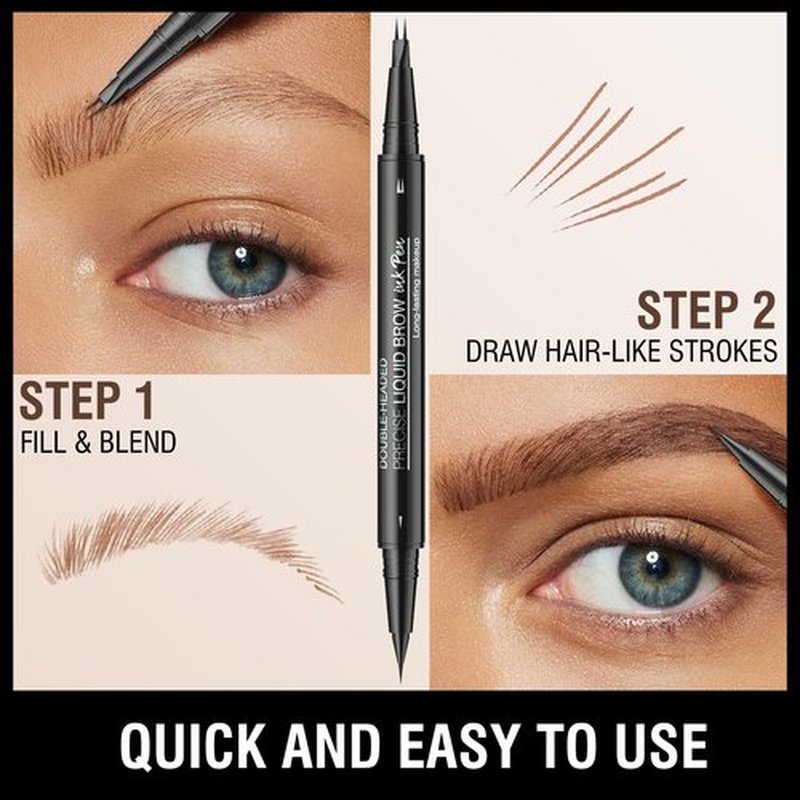 Eyebrow Pen - Eyebrow Pencil, Brow Pencil 2-in-1 Dual-Ended Microblading Eyebrow Pencil with Micro-Fork-Tip & Precise Brush-Tip Crease Natural Hair-Like Brows, Last All-Day (04 Black Brown)