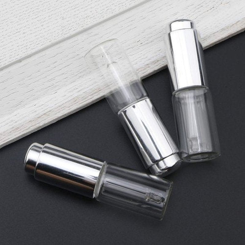 Ellbest 8Pcs 10 ml Clear Press Dropper Bottles, Empty Refillable Essential Oil Bottles Container Perfume Cosmetic Bottle Travel Pressing Dropper Bottle, Silver Cap