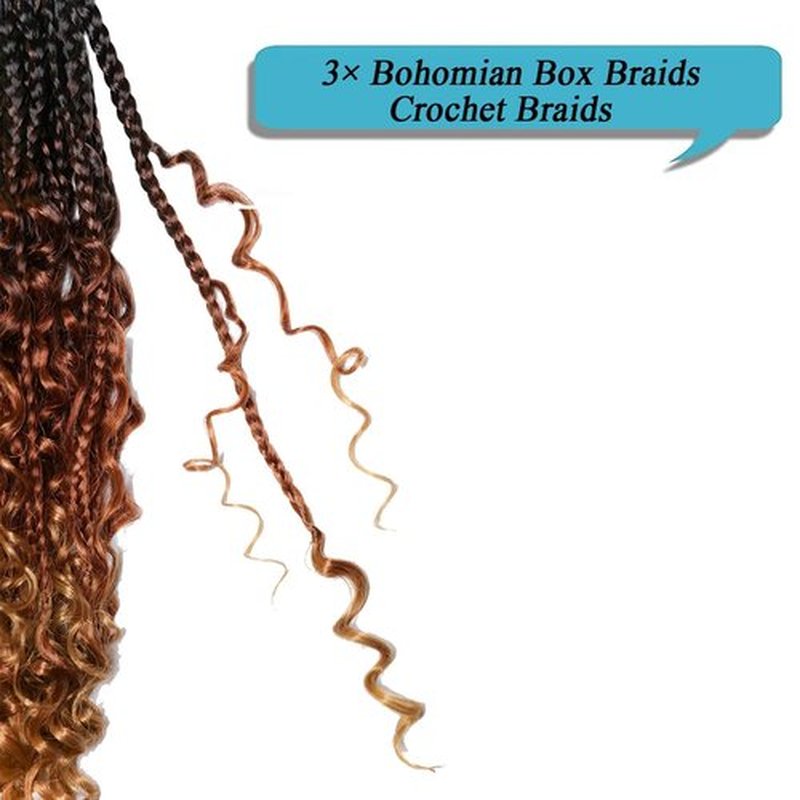 Goddess Box Braids Crochet Hair With Curly Ends 8 Packs-14 Inch Crochet Hair for Black Women Bohomian Crochet Box Braids (1b/30/27, 14inch)