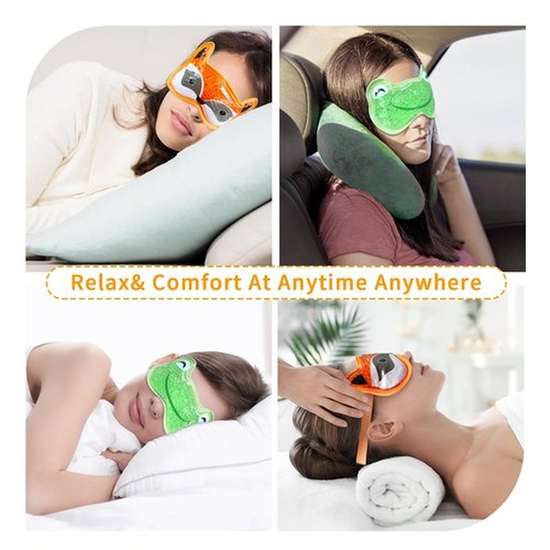 CONBELLA 2PCS Adorable Cooling Eye Mask Gel Eye Mask, Reusable Hot Cold Therapy Cold Eye mask for Post Surgery, Puffiness, Dark Circles, Eye Bags, Dry Eyes