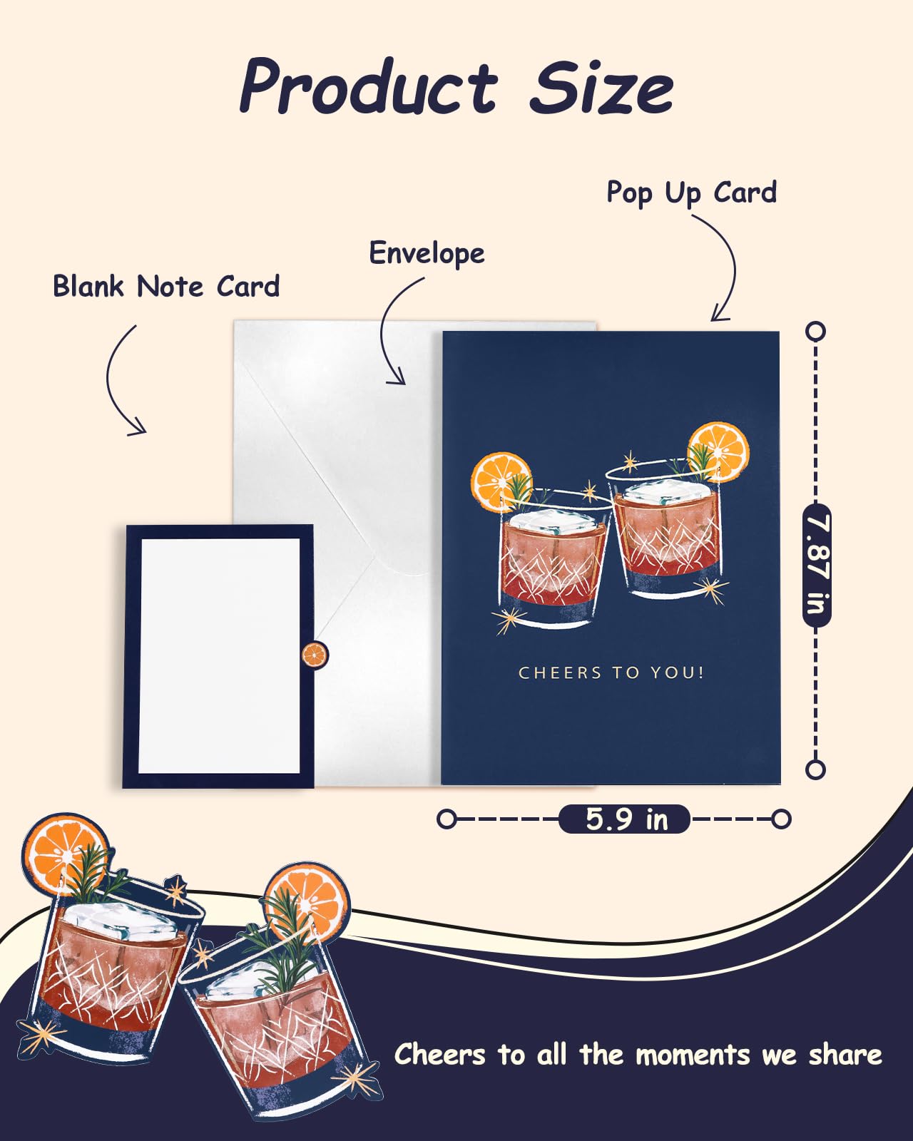 Coralogo Whiskey Father's Day Pop up Card - CHEERS TO YOU - Mimics Clinking Glasses, 3D Whiskey Birthday Card for Men Husband Dad Him, Funny Gift for Birthday Retirement Anniversary Valentine’s Day