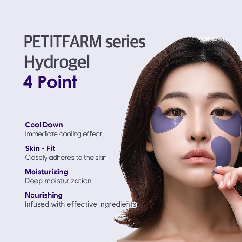 Petitfee Agave Cooling Hydrogel Eye Mask - Soothing Eye Patches with Blueberry & Caffeine | 60ea (30 Pairs)