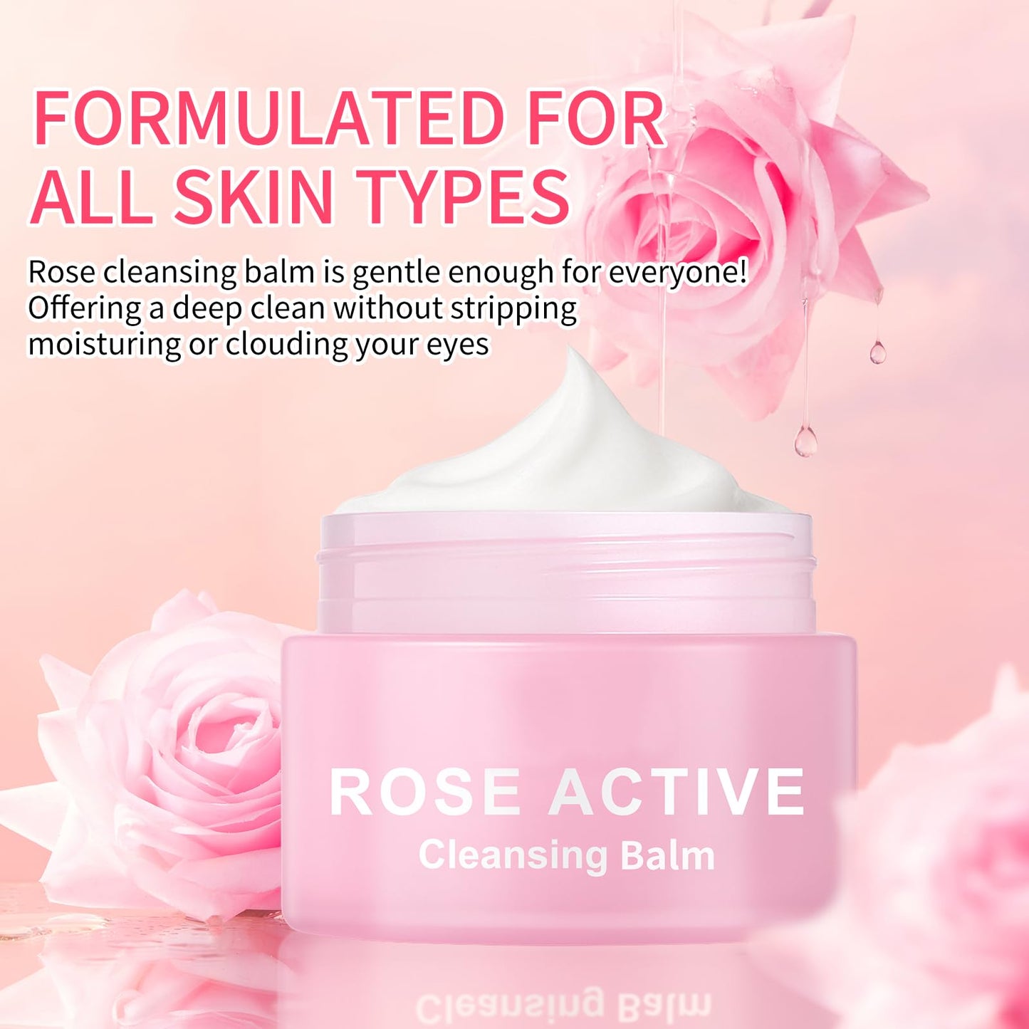 OUPEICHARM Makeup Remover & Cleansing Balm, Rose Makeup Melting Remover, Gentle and Nourishing Cleansing Balm for Eyes, Lips, Face, Sensitive Skin, Deep Cleanse & Moisturize