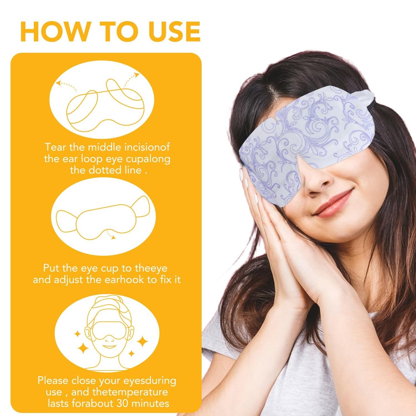 XPCARE 24 Pack Steam Eye Masks for Dry Eyes, Self Heated Steam Warm Eye Mask, Disposable Heated Eye Mask for Dark Circles, Puffy Eyes, Relief Stress Eye Fatigue（Chamomile）