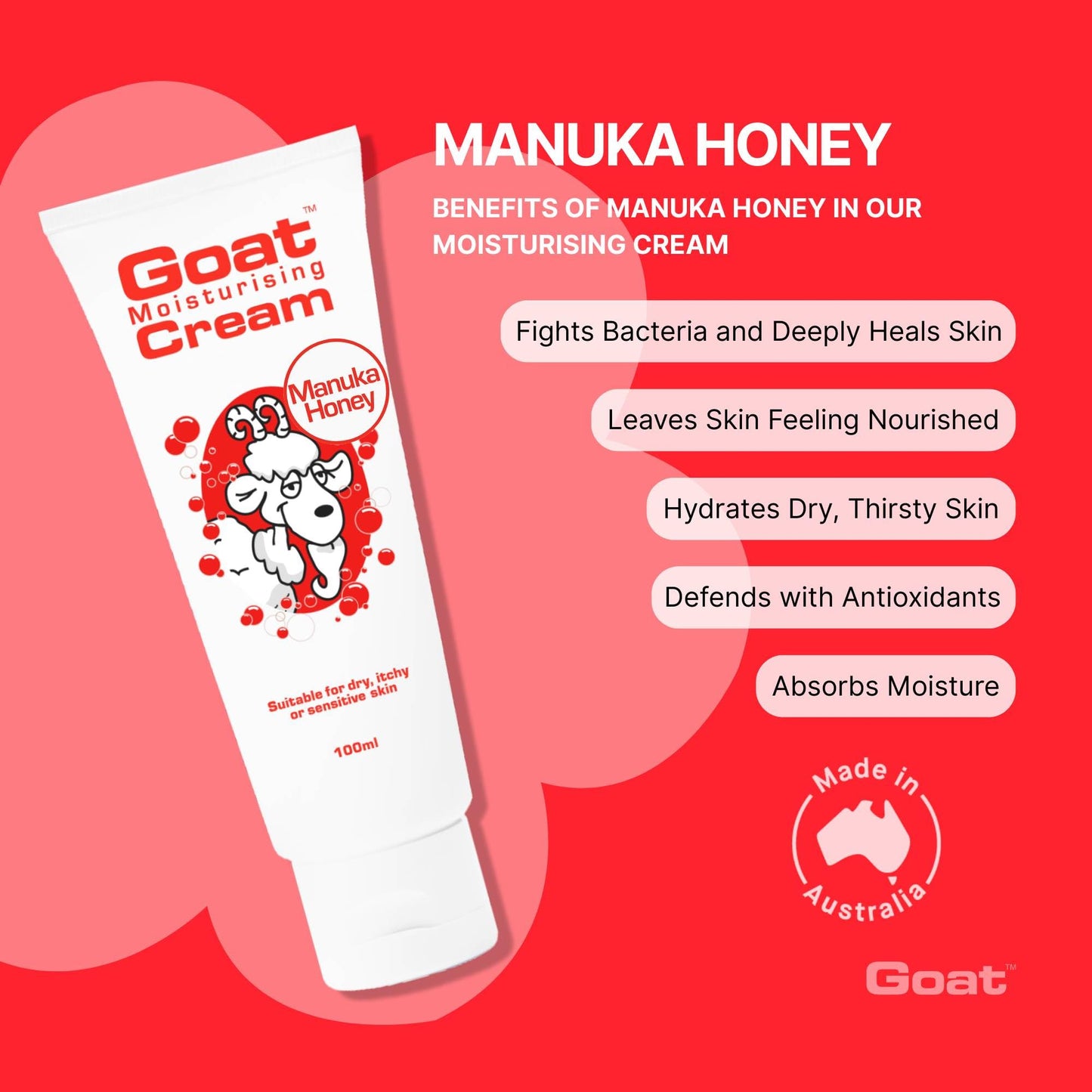 Goat Milk Moisturizing Hand & Body Cream 100ml - Manuka Honey