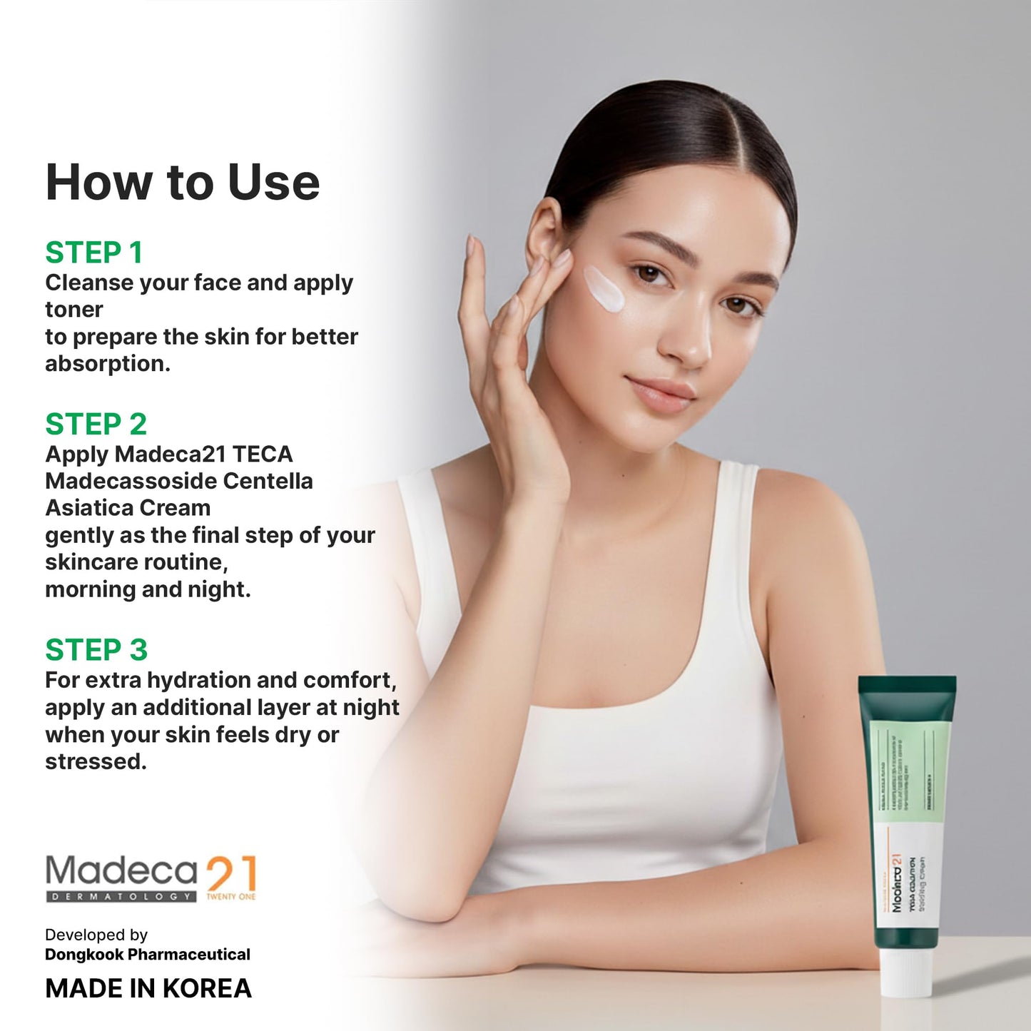 TECA Madecassoside Centella Asiatica Cream (1.69fl oz) –Korean Skin Care Cica Soothing Moisturizer for Sensitive Skin, Redness Relief & Barrier Repair, Lightweight Daily Hydrating Face Cream (2 Pack)