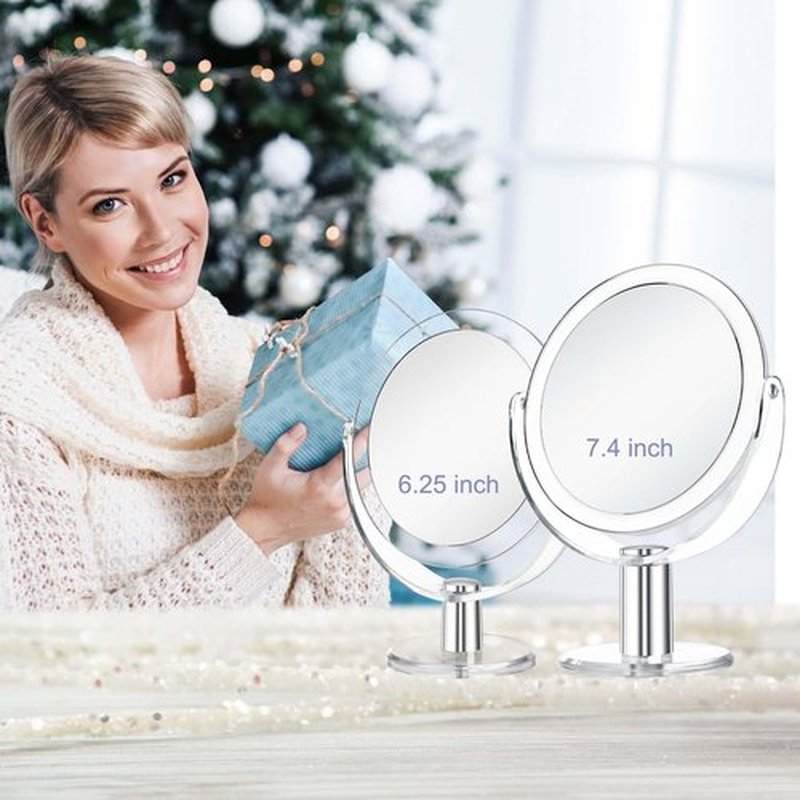 CLSEVXY Vanity Mirror Makeup Mirror with Stand, 1X/15X Magnification Double Sided 360 Degree Swivel Magnifying Mirror, 7.4 Inch Portable Table Desk Counter top Mirror Bathroom Shaving Mirror