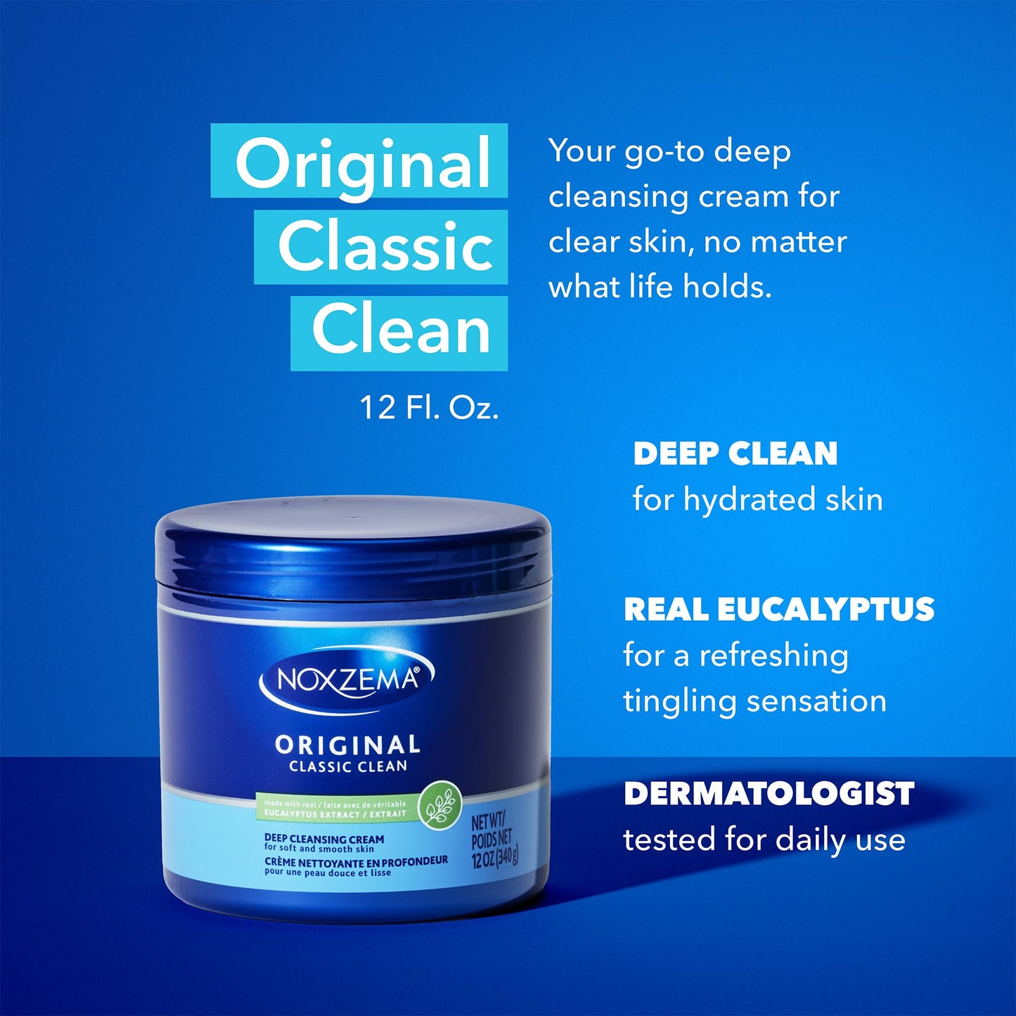 Noxzema Face Wash, Large Jar 5-Pack – Original Deep Cleansing Cream, Face Cleanser, 12 Oz Ea
