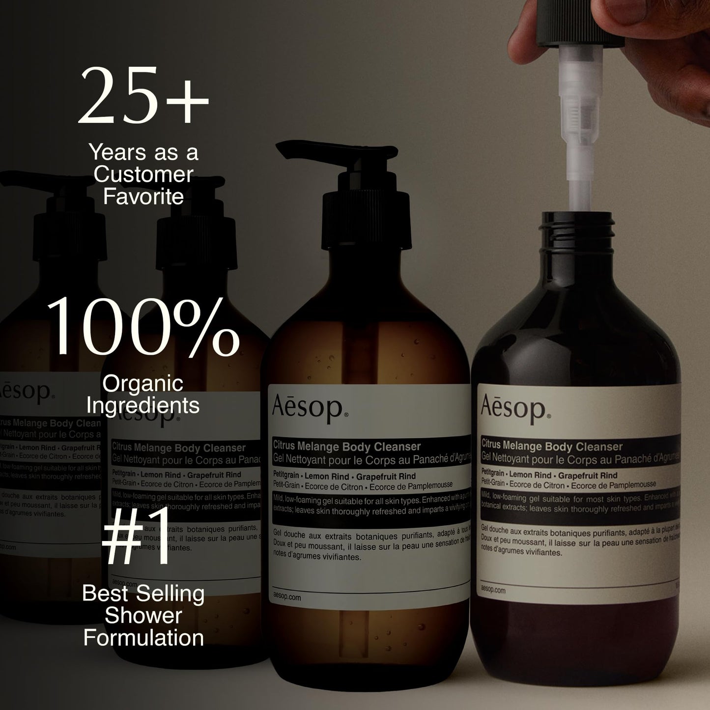 Aesop Citrus Melange Body Cleanser | Low-Foaming Shower Gel with Jasmine and Citrus Essential Oil Blend to Refresh & Hydrate Skin | 500 mL / 16.9 oz