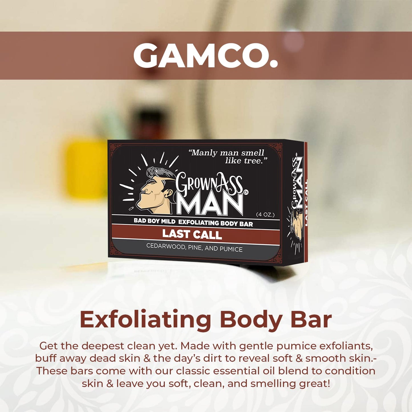 Grown Ass Man Co. Combo Packs - Solid Soap & Shampoo Bars Rich Lather with Natural Oils & Gentle Scrub for Men - Plastic Free & Eco-Friendly, Natural & Organic Deep Clean, 4oz Bars (Woodsman 3-Pack)
