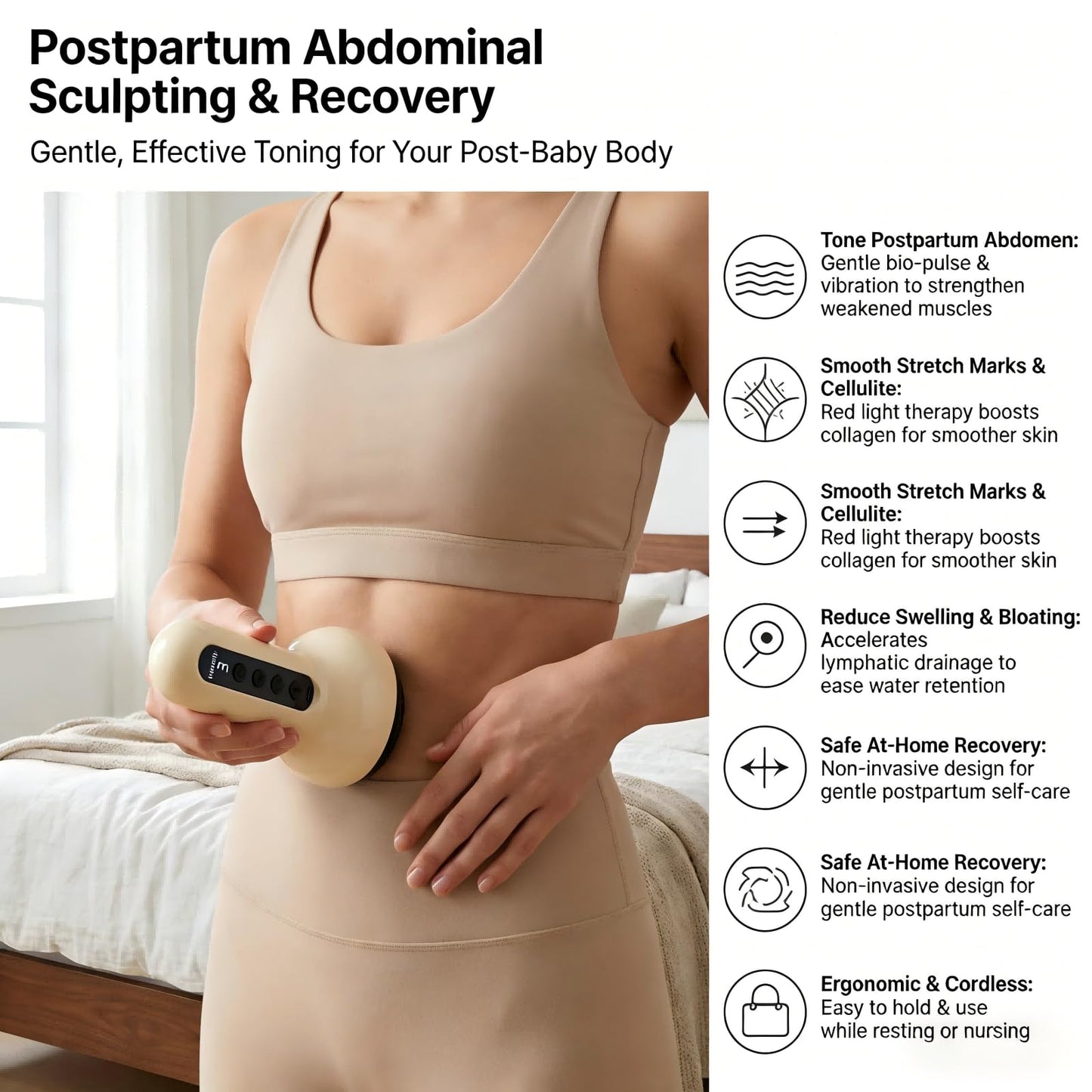 ShuSinki Lymphatic Drainage Massager & Anti Cellulite Massage Tool, Helps Reduce Stretch Marks & Cellulite, for Legs, Arms & Belly, Body Sculpting Machine with Microcurrent, Light, Heat & Vibration