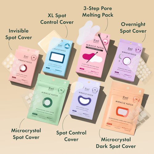 Rael Pimple Patches Miracle Invisible Spot Cover - Hydrocolloid Acne for Face, Blemishes and Zits Absorbing Patch, Breakouts Treatment Skin Care, Facial Stickers, 2 Sizes (72 Count)