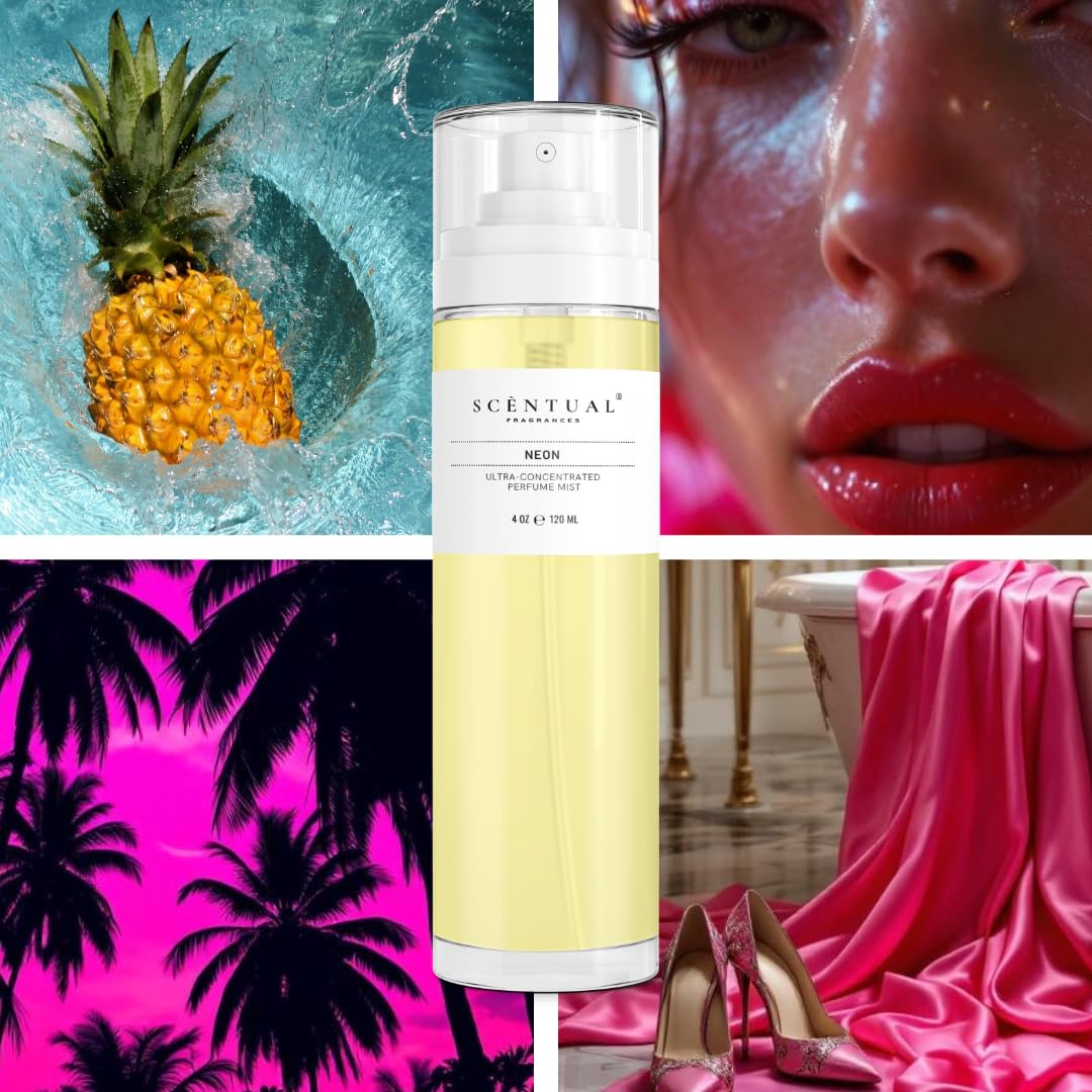 Scentual Fragrances, Neon Ultra-Concentrated Hair & Body Perfume Mist, Long Lasting Women's Fragrance, Gourmand Perfumes for Women, Vegan and Cruelty Free