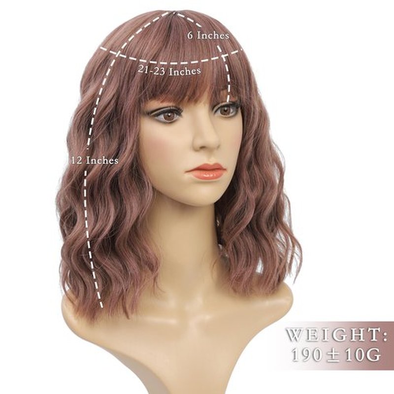 FimTim Short Wavy Bob Wig with Bangs for Women - Colorful Synthetic Wig for Daily Use
