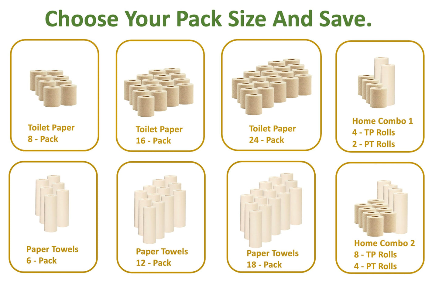 Purafide 100% Bamboo Paper Towels, Tree-Free, Chemical-Free, Lint-Free, Durable, Absorbent, Select-a-Size 2-Ply, 90 Sheets Per Roll. (PT 6 Rolls)