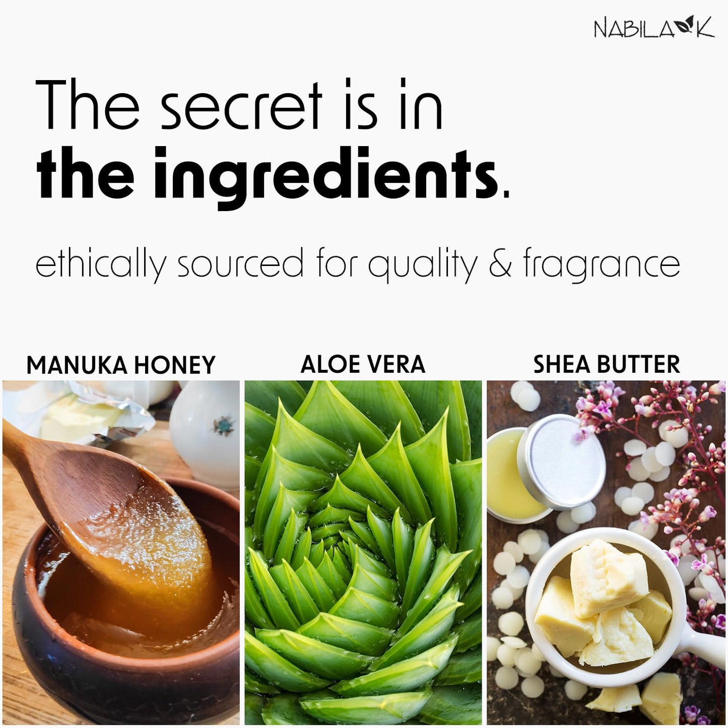 Nabila K - Manuka Honey Whip - Face Cream - Moisturizer - Aloe Vera & Shea Butter - Vitamin C - Vitamin B - Cruelty Free - Dry, Oily, or Sensitive Skin - Natural - Honey Fragrance - Made in USA - 5oz