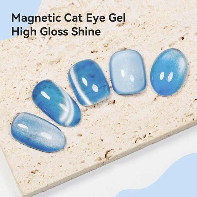 Bevimee Moonlight Cat Eye Gel Nail Polish 12ML Blue Glitter Magnetic Gel Polish Velvet Ceramic Effect Crystal Shimmer Cateye Gel Soak Off UV Gel Nail polish Nail Art Manicure Salon At Home 1Pc
