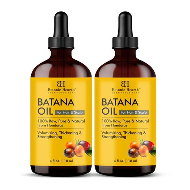 Botanic Hearth Raw Batana Oil for Hair Growth | 100% Pure & Unrefined Oil from Honduras | For Thicker, Stronger Hair - 4 fl oz Set of 2