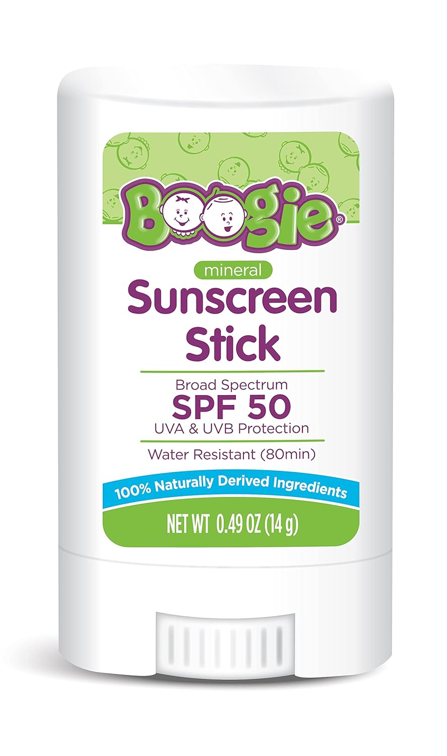 Boogie Block Baby Sunscreen Stick SPF 50 - Mineral Zinc Oxide, Travel Size, Water Resistant, Vegan, Fragrance Free (Pack of 3)