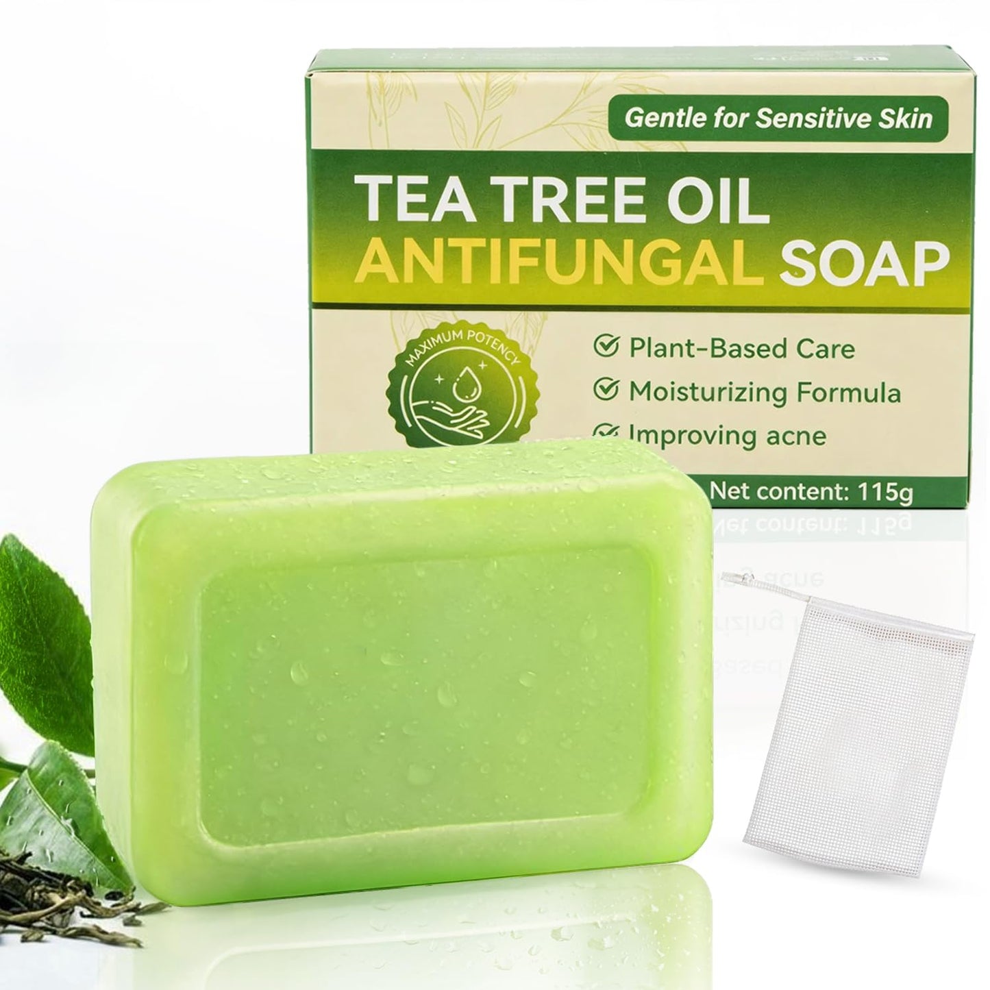 MUREND Tea Tree Soap, Relief Oil Soap Bar Infused with Tea Tree Oil, Foot & Body Soaps for Healthy Skin, Addresses Skin Irritations, Deep Pore Cleansing, Gentle Exfoliating Soap Bar for Men Women