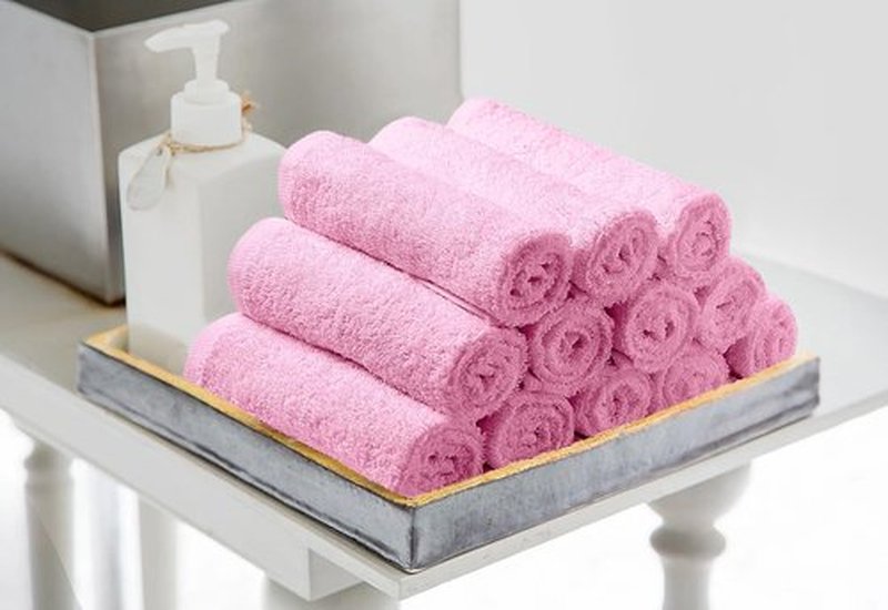 Avalon Towels Cotton Washcloths – (Pack of 24) Size 12x12 Inches, 100% Ring Spun Cotton, Soft & Absorbent Face Towels, Gym Towels, Hotel and Spa Quality, Reusable Fingertip Towels (Pink)