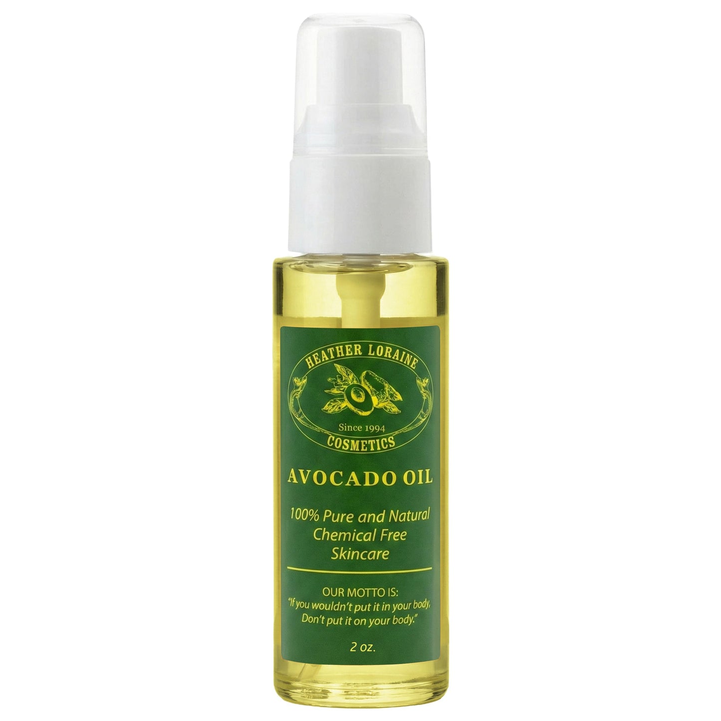 Heather Loraine Avocado Oil, Single-Ingredient Carrier Oil for Face, Hair & Body, Fragrance Free, 2 Fl Oz