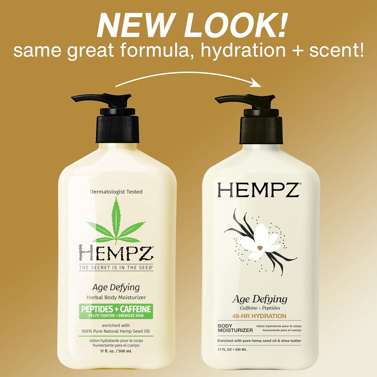 Hempz Age Defying Body Moisturizer - Shea Butter Anti-Aging Lotion | 17 Fl Oz, 2 Pack Bundle