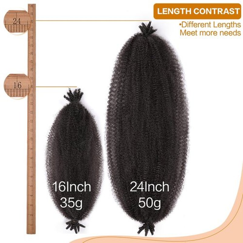 Afro Twist Hair 24 Inch 3 Packs Pre Fluffed Afro Springy Twist Hair Pre Stretched Wrapping Hair for Soft Locs Hair Extension for Marley Twist Hair(24 Inch,3Pack,2#)