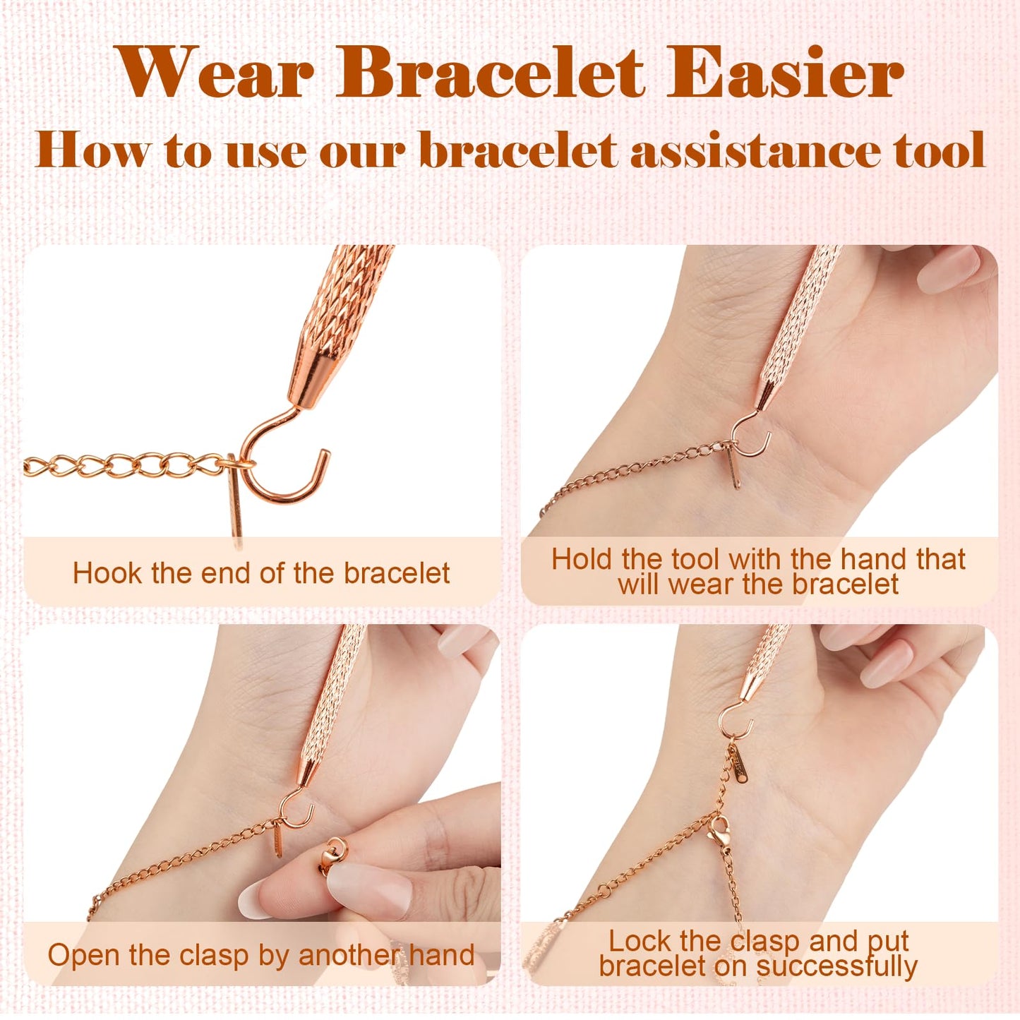 Vnsuyo 2 Pcs Bracelet Helper Tool, Portable Bracelet Helper Easy to Put on Yourself, Fastener Helpers Tool for Jewelry Clasps, Necklace, Zippers, Crafts