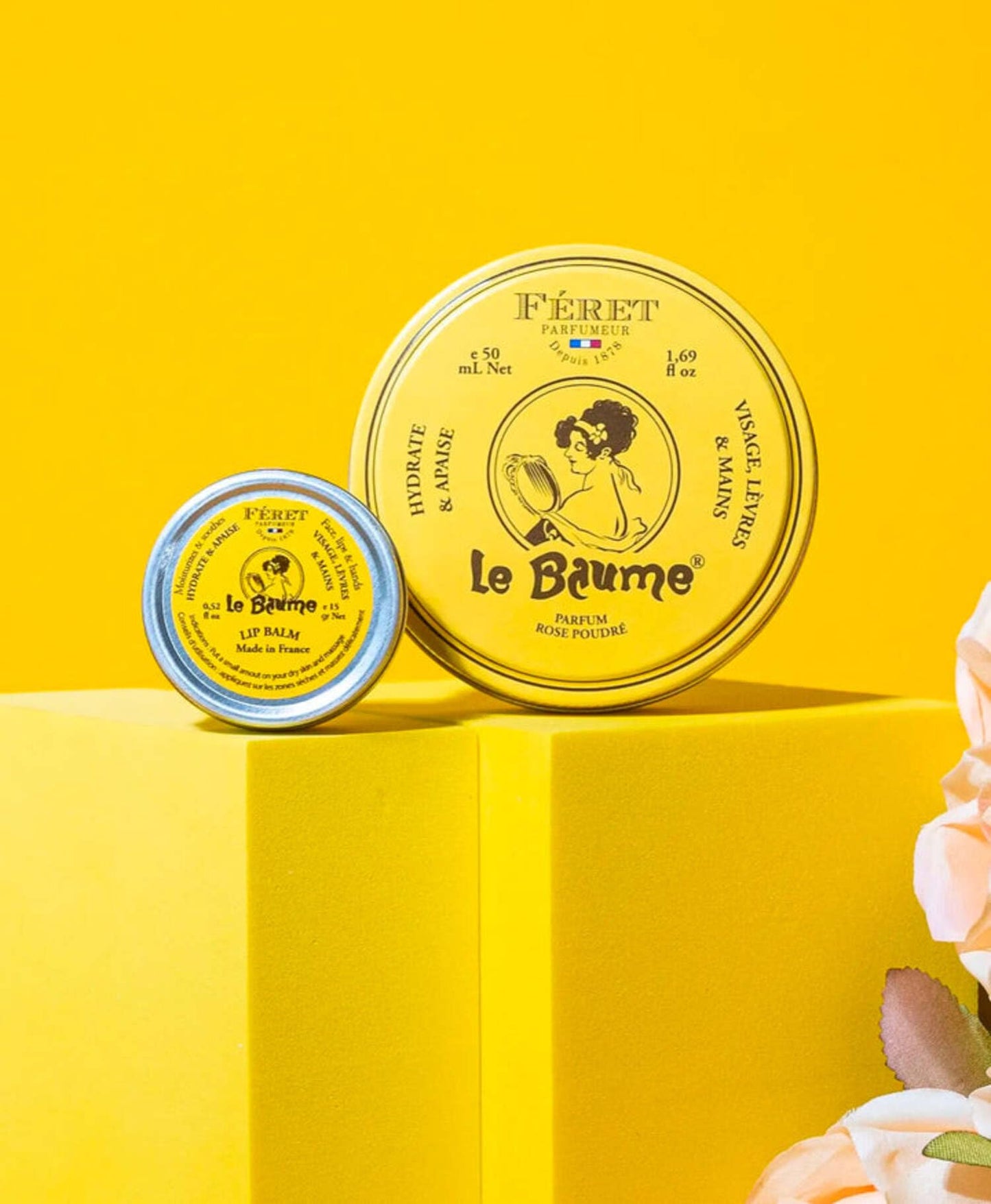 Feret Parfumeur Le Baume Multi-Purpose Balm – Rose Poudré – Deeply Hydrating Moisturizer for Dry Cracked Skin, Lips & Cuticles - Natural Lip Balm with Shea Butter & Honey – 50ml/1.7 Ounce