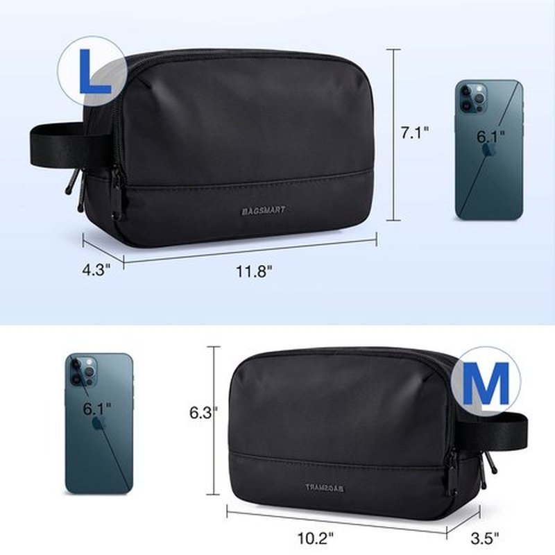 BAGSMART Large Toiletry Bag for Men, Valentines' Day Gifts Travel Organizer Hanging Dopp Kit Water Resistant Shaving Bag for Bathroom Shower, Toiletries Accessories,Travel Essentials, Black-Large