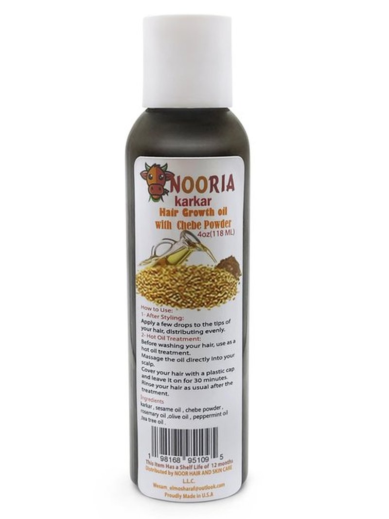 NOORIA Karkar Hair Growth Oil 8oz with Authentic Chebe Powder, Peppermint Scent, Deep Moisturizing, Itchy Scalp Relief, Contains Sesame, Rosemary, Olive, Peppermint, and Tea Tree Oil
