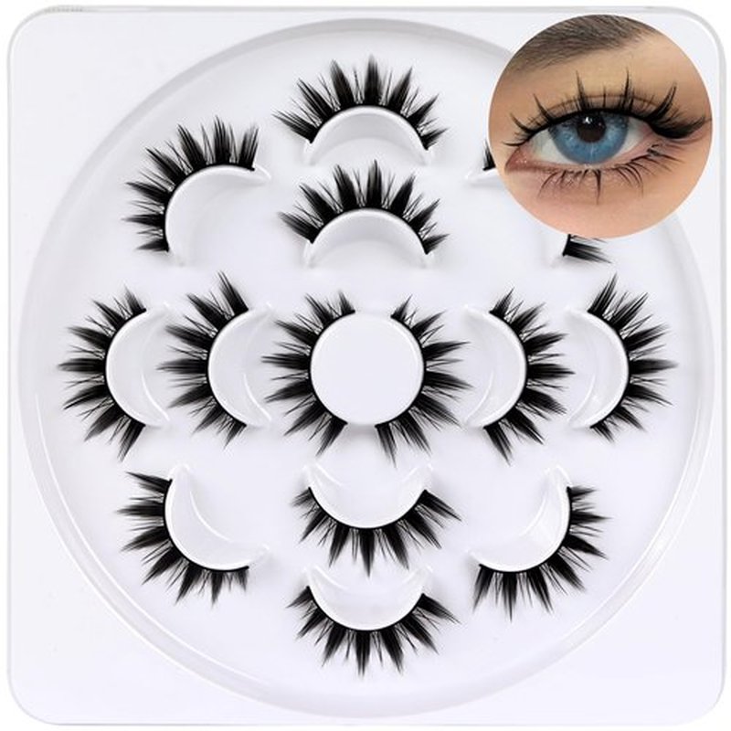 Veleasha Manga 5D Faux Mink Lashes Handmade Luxurious Volume Fluffy Natural False Eyelashes 7 Pairs (Manga)
