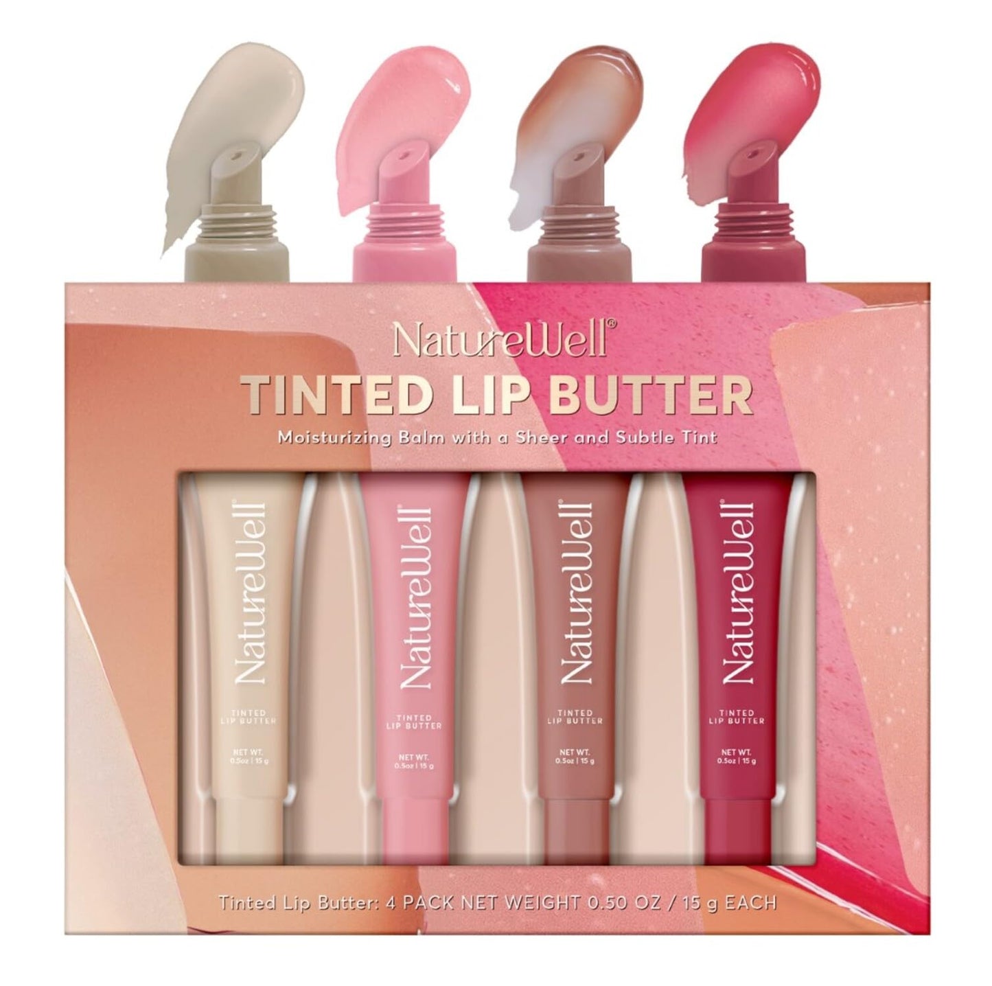 NatureWell Tinted Lip Butter Variety Pack of 4, 0.50 Oz Each