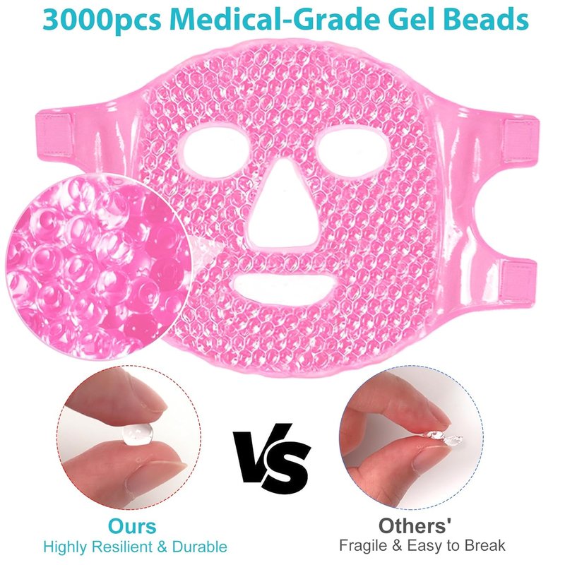 Cooling Gel Eye Mask - Reusable Ice Face Mask for Puffy Eyes | Pink Compress for Dark Circles & Allergies
