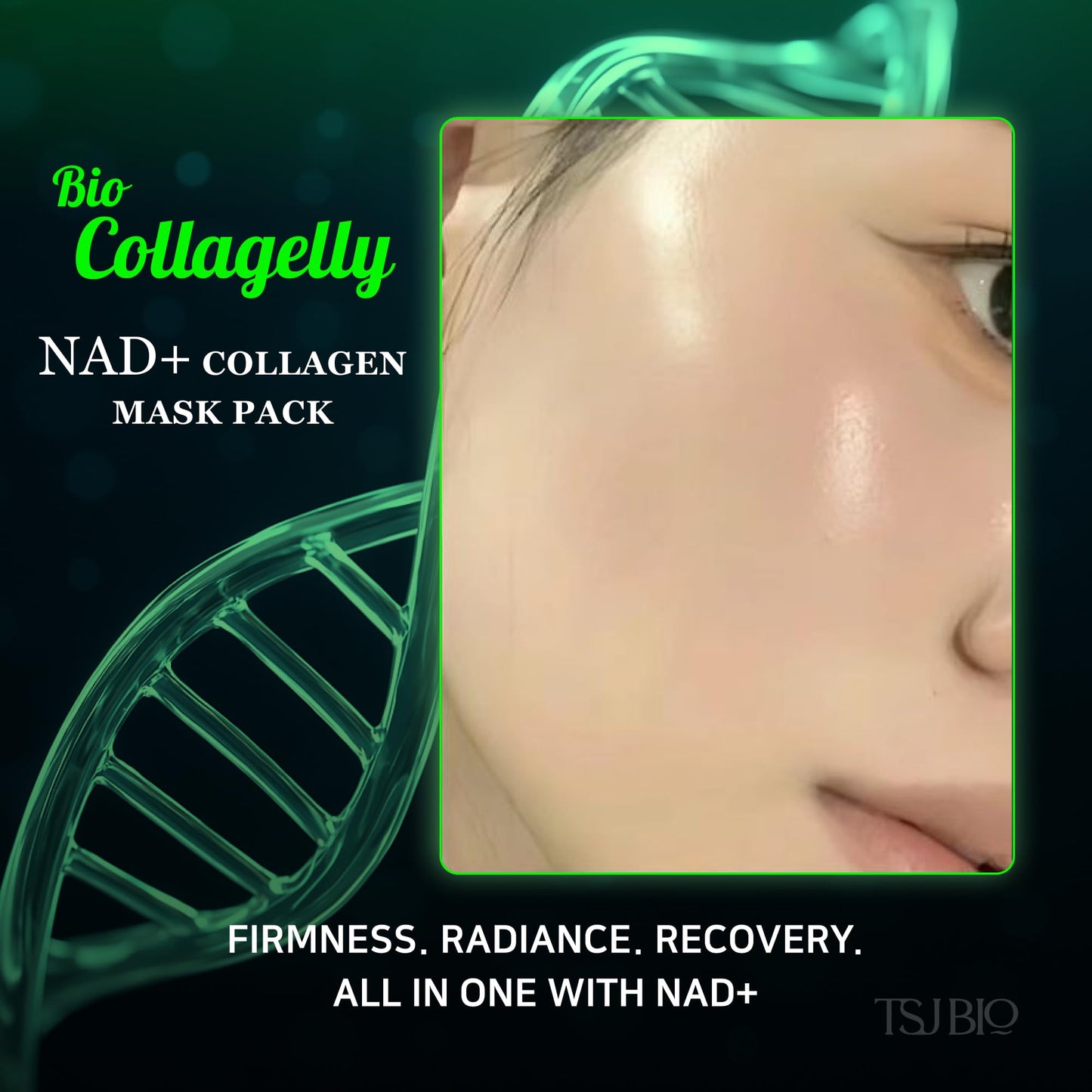 TSJ Bio NAD+ Collagelly Vegan Collagen Mask – 2.1 fl. Oz with 10,000ppm NAD+, NMN, Exosome Complex - Korean Skin Care | Super Peel-Off Face for Blackheads, Pores, Lifting, Exfoliating