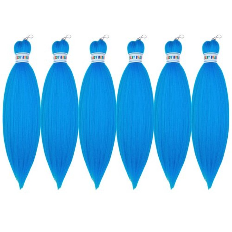 Blue Braiding Hair Pre Stretched 16 Inch Short Box Braids Hair Extension for Braiding (Pack of 6)