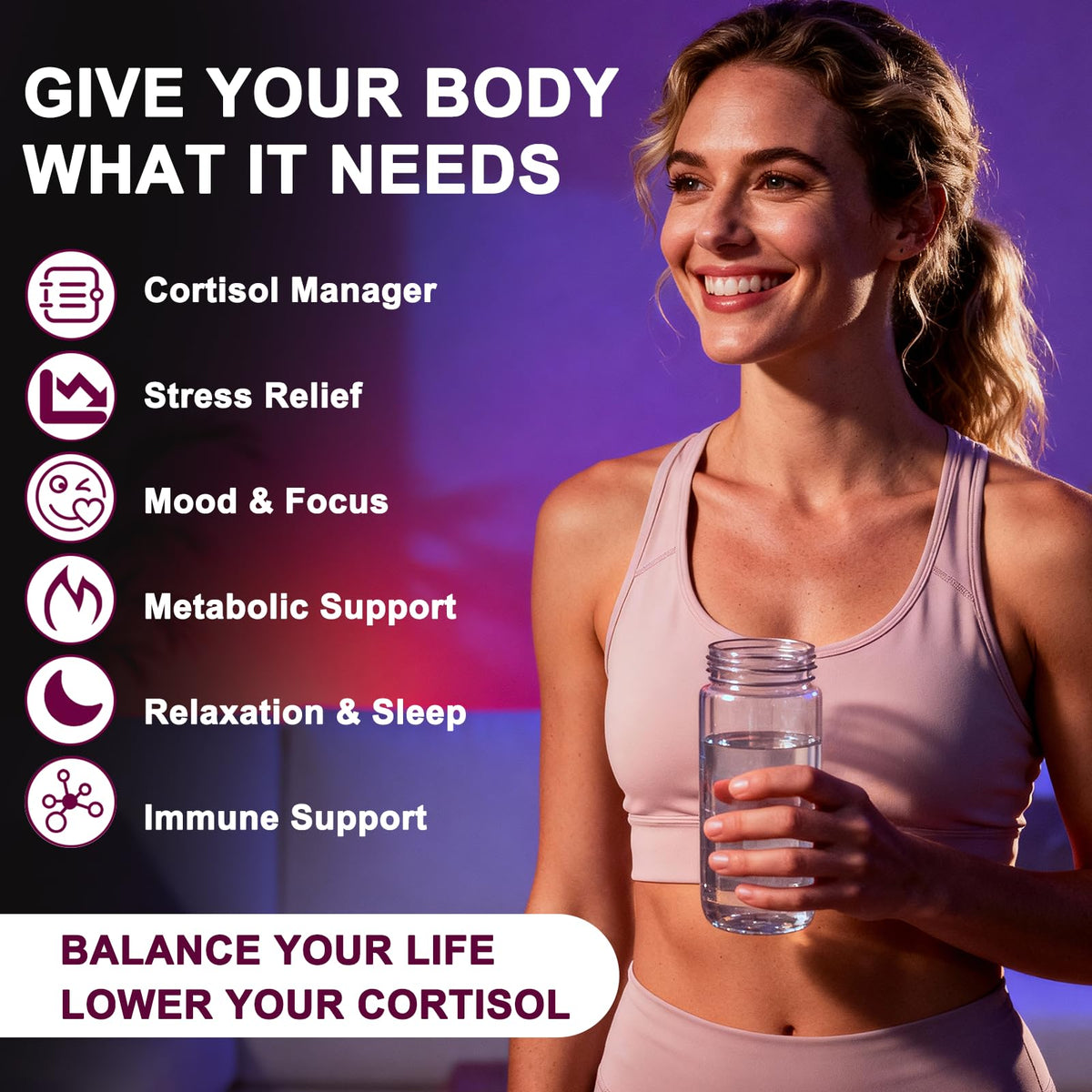 Cortisol Reducer for Women & Men with Magnesium Glycinate, Ashwagandha, L-Theanine - Supports Stress Relief, Sleep & Heart Health, Nerves, Muscles - 2 Fl Oz