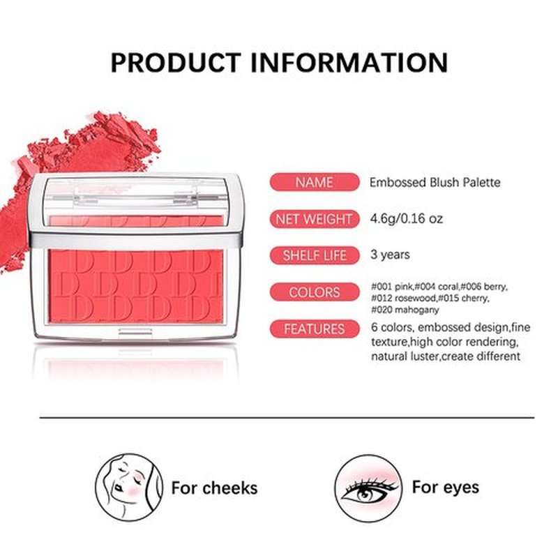 Jutqut Powder Blush, Radiant Glow Face Blusher, Matte Blush for Cheeks, Blendable Formula, Lasting Moisturizing, Ultra Fine Lightweight Texture(#006 Berry)