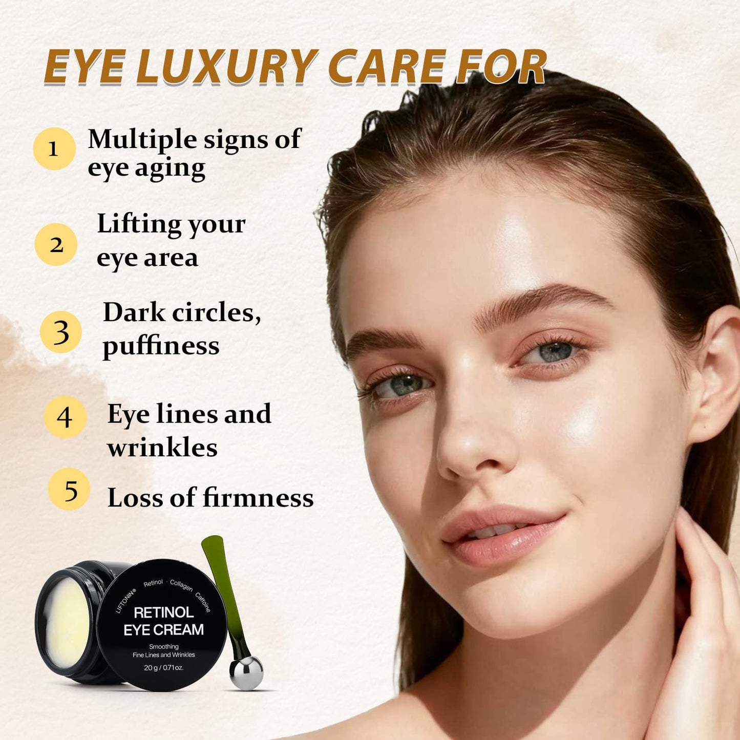 MythosFlow Eye Cream Retinol Under Eye Cream for Puffiness and Bags Under Eyes Dark Circles Firming Cream Tightening Lifting Sagging Skin with LIFTONIN Caffeine Collagen Peptides Vitamin E - 0.71 oz