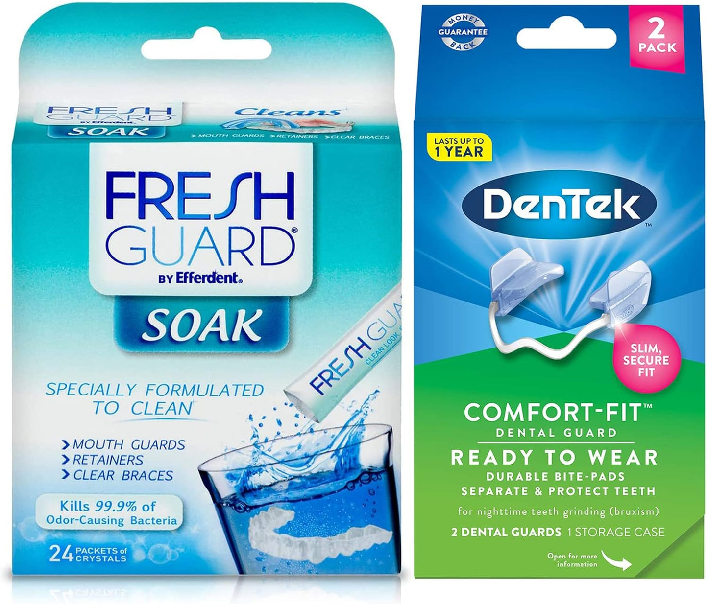 DenTek Comfort-Fit Night Guard for Teeth Grinding + 90 Efferdent Cleanser Tablets