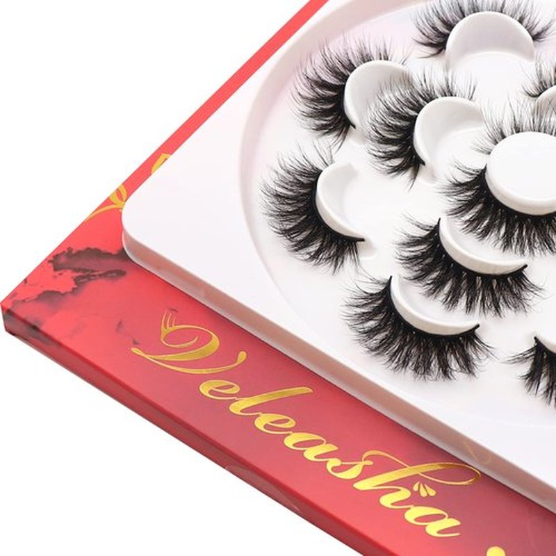 Veleasha Lashes 5D Faux Mink Lashes False Eyelashes Fluffy Dramatic Eye Lashes Wispy Fake Lashes Luxurious Volume Fake Eyelashes 7 Pairs Pack (601)