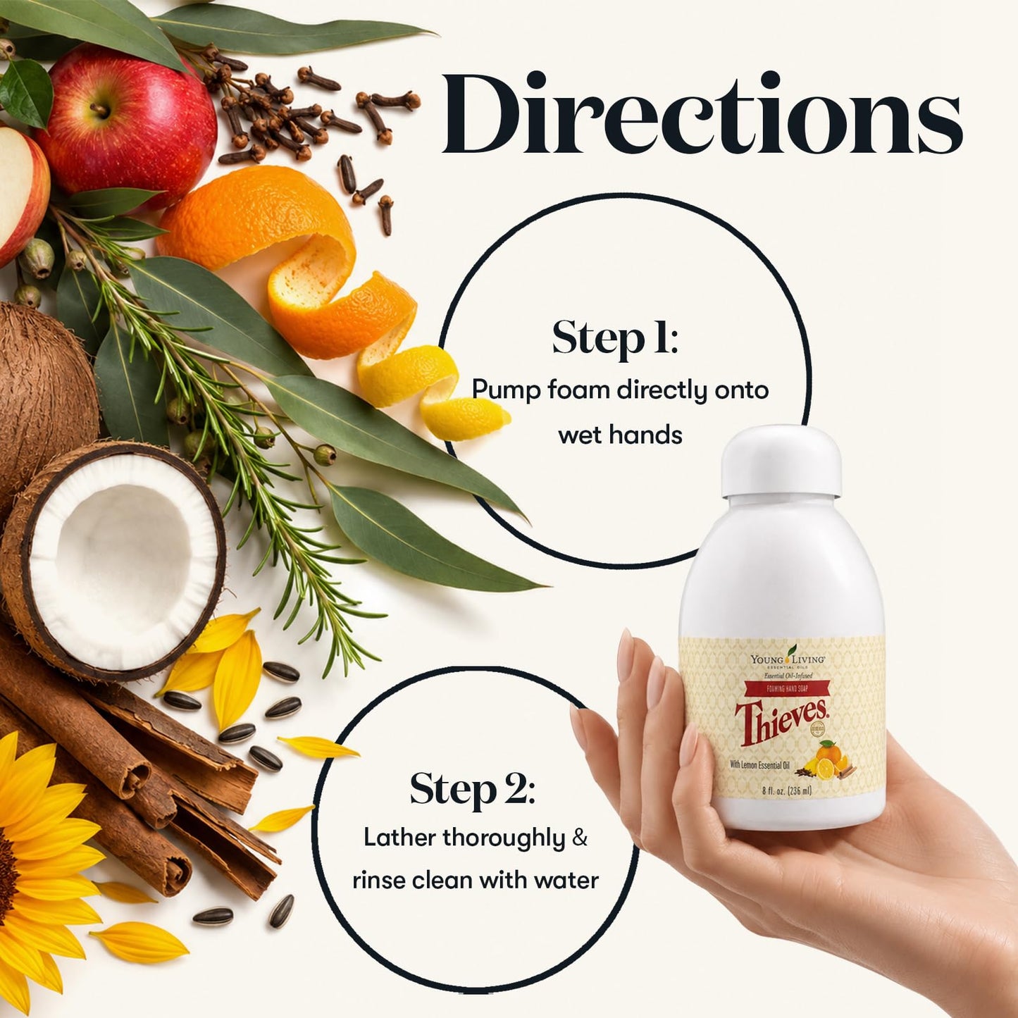 Young Living Thieves Foaming Hand Soap 8 fl oz – Natural Hand Soap with Essential Oils, Moisturizing Hand Wash, Foam Soap for Gentle Daily Use - 3 Pack