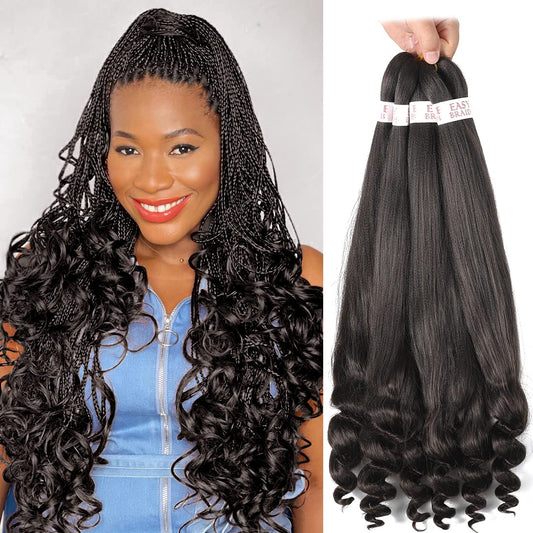 6 Pack Braiding Hair Pre Stretched French Curly Braiding Hair Crochet Braids Easy Braid Crochet Hair Goddess Curl Braid Soft Yaki Straight Hair For Braiding (22inch（pack of 6）, #4)